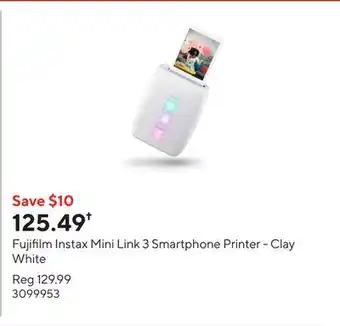 Staples Fujifilm Instax Mini Link 3 Smartphone Printer - Clay White offer