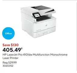 Staples HP LaserJet Pro 4101dw Multifunction Monochrome Laser Printer offer