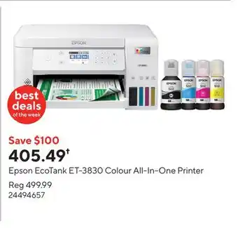 Staples Epson EcoTank ET-3830 Colour All-In-One Printer offer