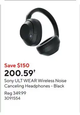 Staples Sony ULT WEAR Wireless Noise Canceling Headphones - Black offer