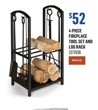 Canac 4-Piece Fireplace Tool Set and Log Rack offer