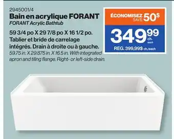 Patrick Morin FORANT Acrylic Bathtub offer