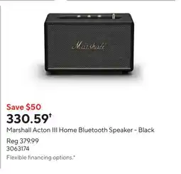 Staples Marshall Acton III Home Bluetooth Speaker - Black offer