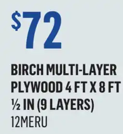 Canac Birch Multi-Layer Plywood 4 ft x 8 ft offer