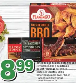 L'Intermarché CÔTES DE DOS DE PORC BÂTON ROUGE RÉFRIGÉRÉES, 585 G OU AILES DE POULET FLAMINGO, 550G offer