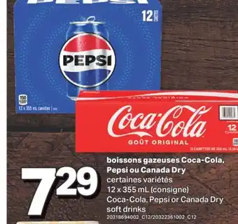 L'Intermarché BOISSONS GAZEUSES COCA-COLA, PEPSI OU CANADA DRY, 12 x 355 mL (consigne) offer