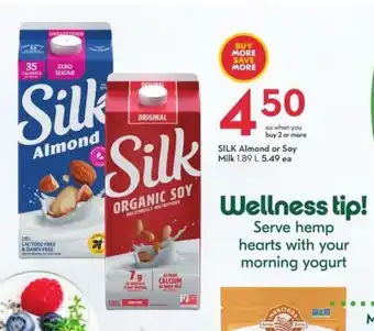 Sobeys Silk almond or soy milk offer