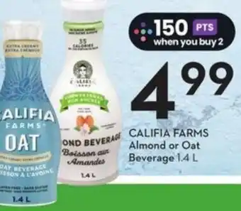 Sobeys Califia farms almond or oat beverage offer