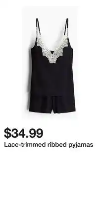 H&M Lace-trimmed ribbed pyjamas offer