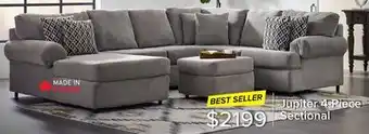 Leon's Jupiter 4-Piece Sectional with Left-Facing Chaise - Ash Grey offer