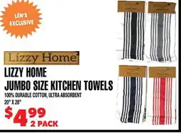 Len's Mill Stores LIZZY HOME JUMBO SIZE KITCHEN TOWELS offer