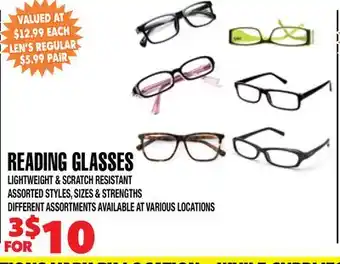 Len's Mill Stores READING GLASSES offer