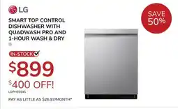 Goemans Appliances LG SMART TOP CONTROL DISHWASHER WITH QUADWASH PRO AND 1-HOUR WASH & DRY offer