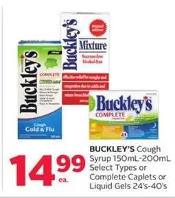 Rexall BUCKLEY'S Cough Syrup 150mL-200mL Select Types or Complete Caplets or Liquid Gels 24' s-40' s offer