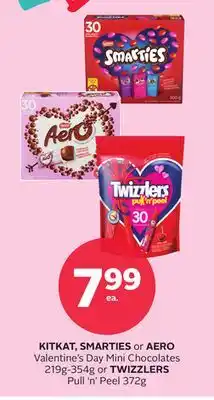 Rexall KITKAT, SMARTIES or AERO Valentine's Day Mini Chocolates 219g-354g or TWIZZLERS Pull 'n' Peel 372g offer