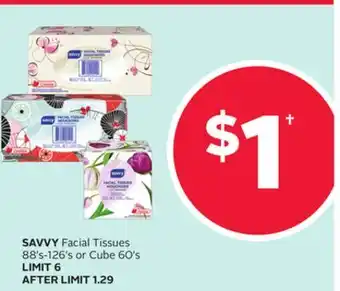 Rexall SAVVY Facial Tissues 88' s-126' s or Cube 60' s offer