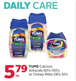 Rexall TUMS Calcium Antacids 60' s-150' s or Chewy Bites 28' s-32' s offer