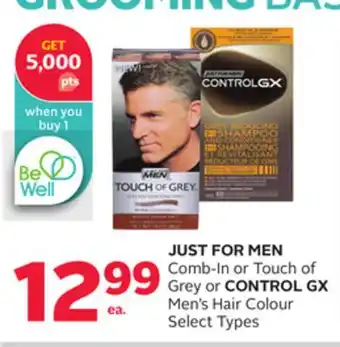 Rexall JUST FOR MEN Comb-In or Touch of Grey or CONTROL GX Men's Hair Colour offer