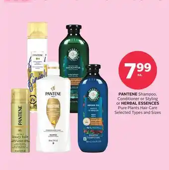 Rexall PANTENE Shampoo, Conditioner or Styling or HERBAL ESSENCES Pure Plants Hair Care offer