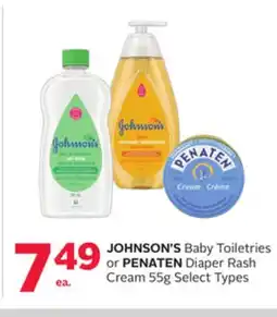 Rexall JOHNSON'S Baby Toiletries or PENATEN Diaper Rash Cream offer