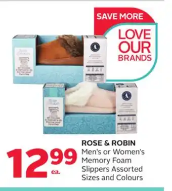 Rexall ROSE & ROBIN Men's or Women's Memory Foam Slippers offer