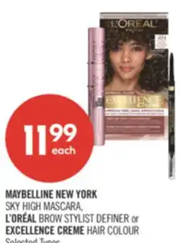 Shoppers Drug Mart MAYBELLINE NEW YORK SKY HIGH MASCARA, L'ORÉAL BROW STYLIST DEFINER or EXCELLENCE CREME HAIR COLOUR offer