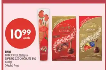 Shoppers Drug Mart LINDT LINDOR ROSE (120g) or SHARING SIZE CHOCOLATE BAG (240g) offer