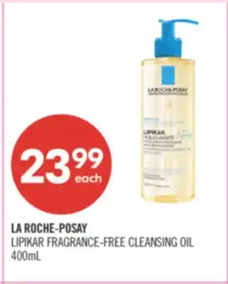 Shoppers Drug Mart LA ROCHE-POSAY LIPIKAR FRAGRANCE-FREE CLEANSING OIL 400mL offer