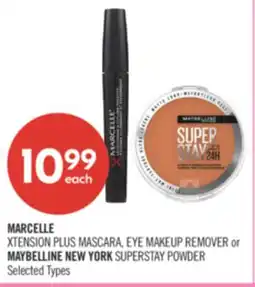 Shoppers Drug Mart MARCELLE XTENSION PLUS MASCARA, EYE MAKEUP REMOVER or MAYBELLINE NEW YORK SUPERSTAY POWDER offer