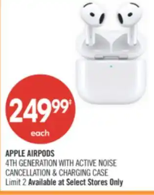 Shoppers Drug Mart APPLE AIRPODS 4TH GENERATION WITH ACTIVE NOISE CANCELLATION & CHARGING CASE offer