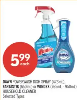 Shoppers Drug Mart DAWN POWERWASH DISH SPRAY (473mL), FANTASTIK (650mL) or WINDEX (765mL - 950mL) HOUSEHOLD CLEANER offer