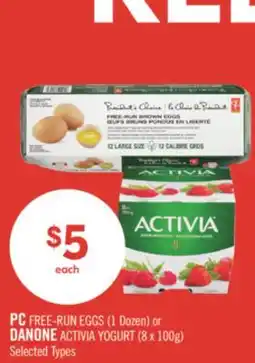 Shoppers Drug Mart PC FREE-RUN EGGS (1 Dozen) or DANONE ACTIVIA YOGURT (8 x 100g) offer