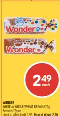 Shoppers Drug Mart WONDER WHITE or WHOLE WHEAT BREAD offer