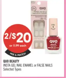 Shoppers Drug Mart QUO BEAUTY INSTA GEL NAIL ENAMEL or FALSE NAILS offer