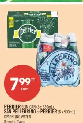 Shoppers Drug Mart PERRIER SLIM CAN (8 x 330mL), SAN PELLEGRINO or PERRIER (6 x 500mL) SPARKLING WATER offer