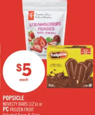 Shoppers Drug Mart POPSICLE Novelty Bars (12's) or PC Frozen Fruit offer