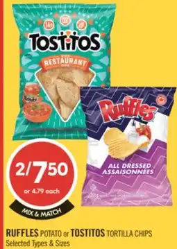 Shoppers Drug Mart RUFFLES POTATO or TOSTITOS TORTILLA CHIPS offer