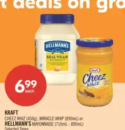 Shoppers Drug Mart KRAFT CHEEZ WHIZ (450g), MIRACLE WHIP (890mL) or HELLMANN'S MAYONNAISE (710mL - 890mL) offer