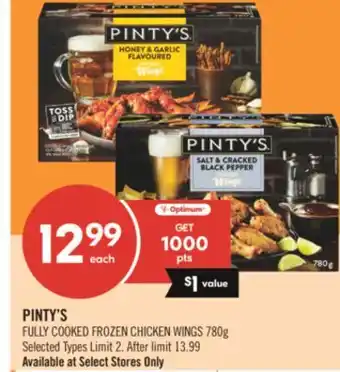 Shoppers Drug Mart PINTY'S FULLY COOKED FROZEN CHICKEN WINGS offer