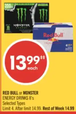 Shoppers Drug Mart RED BULL or MONSTER ENERGY DRINKS offer