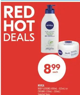 Shoppers Drug Mart NIVEA BODY LOTIONS (400mL - 625mL) or CREAMS (150mL - 250mL) offer