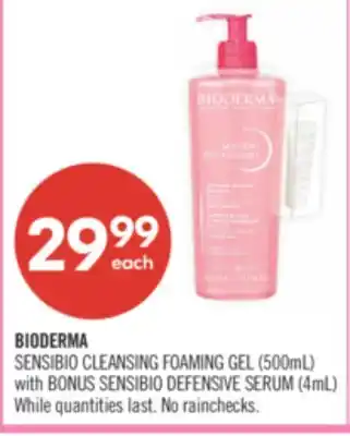 Shoppers Drug Mart BIODERMA SENSIBIO CLEANSING FOAMING GEL (500mL) with BONUS SENSIBIO DEFENSIVE SERUM (4mL) offer