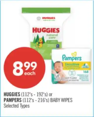 Shoppers Drug Mart HUGGIES (112's - 192's) or PAMPERS (112's - 216's) BABY WIPES offer