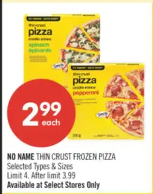 Shoppers Drug Mart NO NAME THIN CRUST FROZEN PIZZA offer