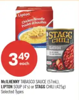 Shoppers Drug Mart McILHENNY TABASCO SAUCE (57mL), LIPTON SOUP (4's) or STAGG CHILI (425g) offer