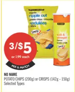 Shoppers Drug Mart NO NAME POTATO CHIPS (200g) or CRISPS (142g-150g) offer