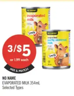 Shoppers Drug Mart NO NAME EVAPORATED MILK offer