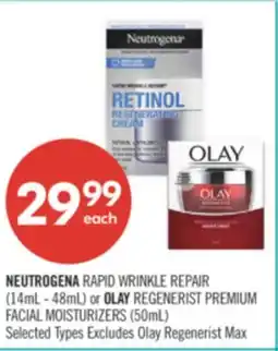 Shoppers Drug Mart NEUTROGENA RAPID WRINKLE REPAIR (14 ml-48 ml) or OLAY REGENERIST PREMIUM FACIAL MOISTURIZERS (50 ML) offer