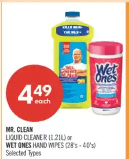 Shoppers Drug Mart MR. CLEAN LIQUID CLEANER (1.21L) or WET ONES HAND WIPES (28's - 40's) offer