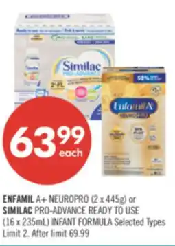 Shoppers Drug Mart ENFAMIL A+ NEUROPRO (2 x 445g) or  SIMILAC PRO-ADVANCE READY TO USE (16 x 235mL) INFANT FORMULA offer